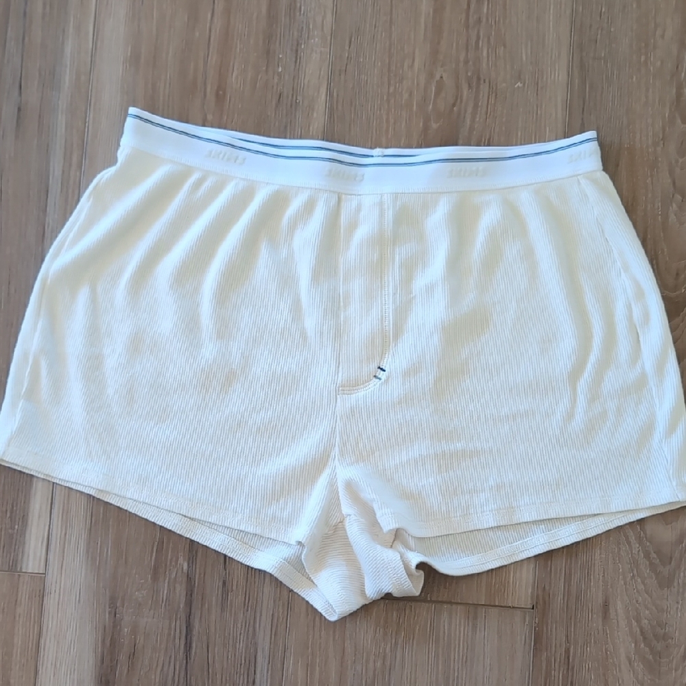 SKIMS Loose Cotton Ribbed Boxer PJ Shorts
